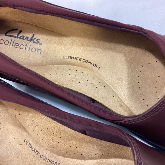 Clarks Collection SUTTYN WALK Burgundy Leather Wedge Slip-On SZ 9.5M L/N $80 - Picture 11 of 15